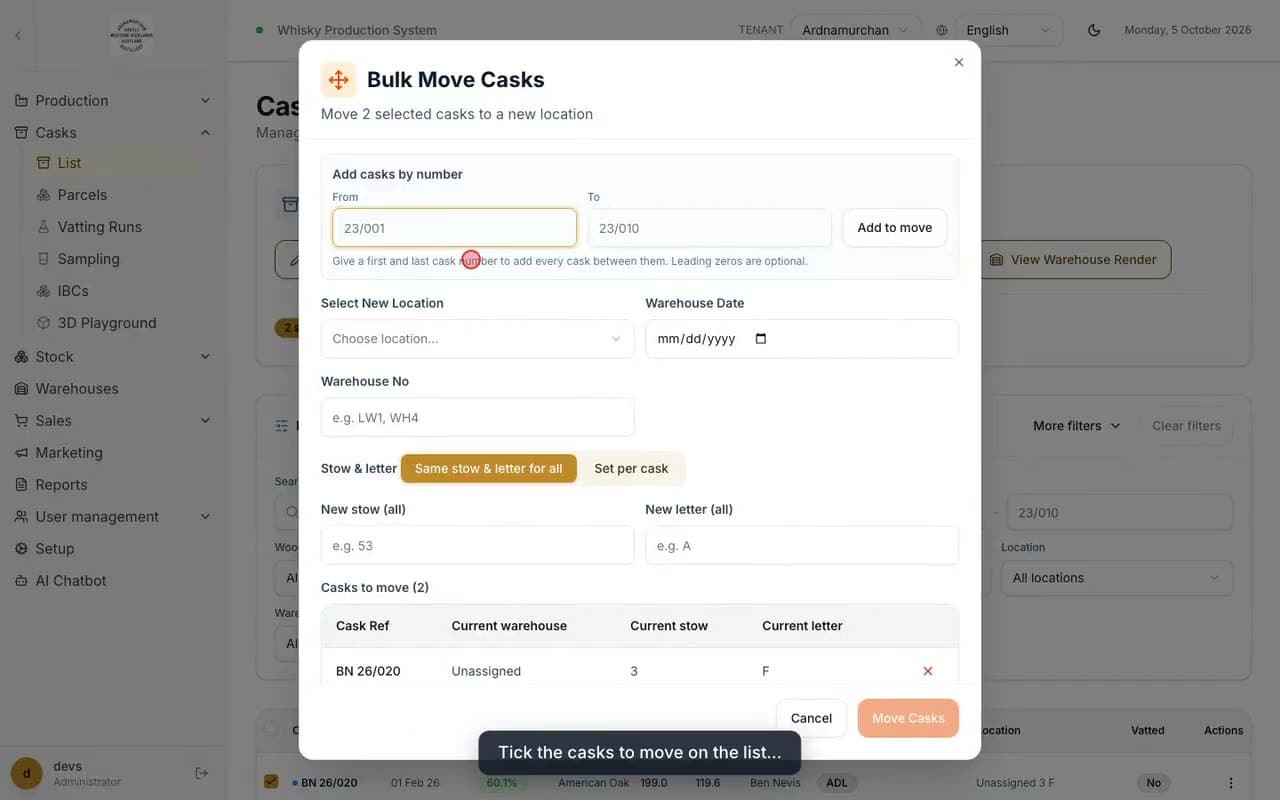 Bulk Cask Movements