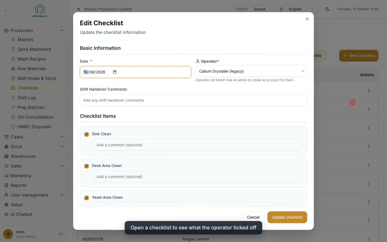 Checklists & Tasks in Provenate